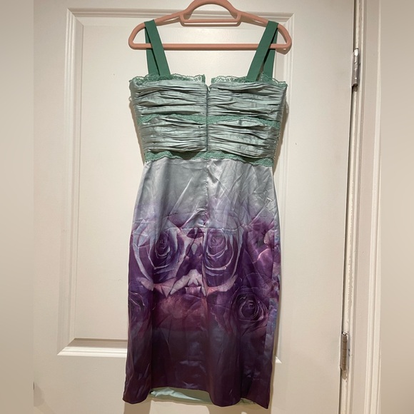 Roberto Cavalli Vintage Style Green and Purple Floral Dress - Picture 3 of 8